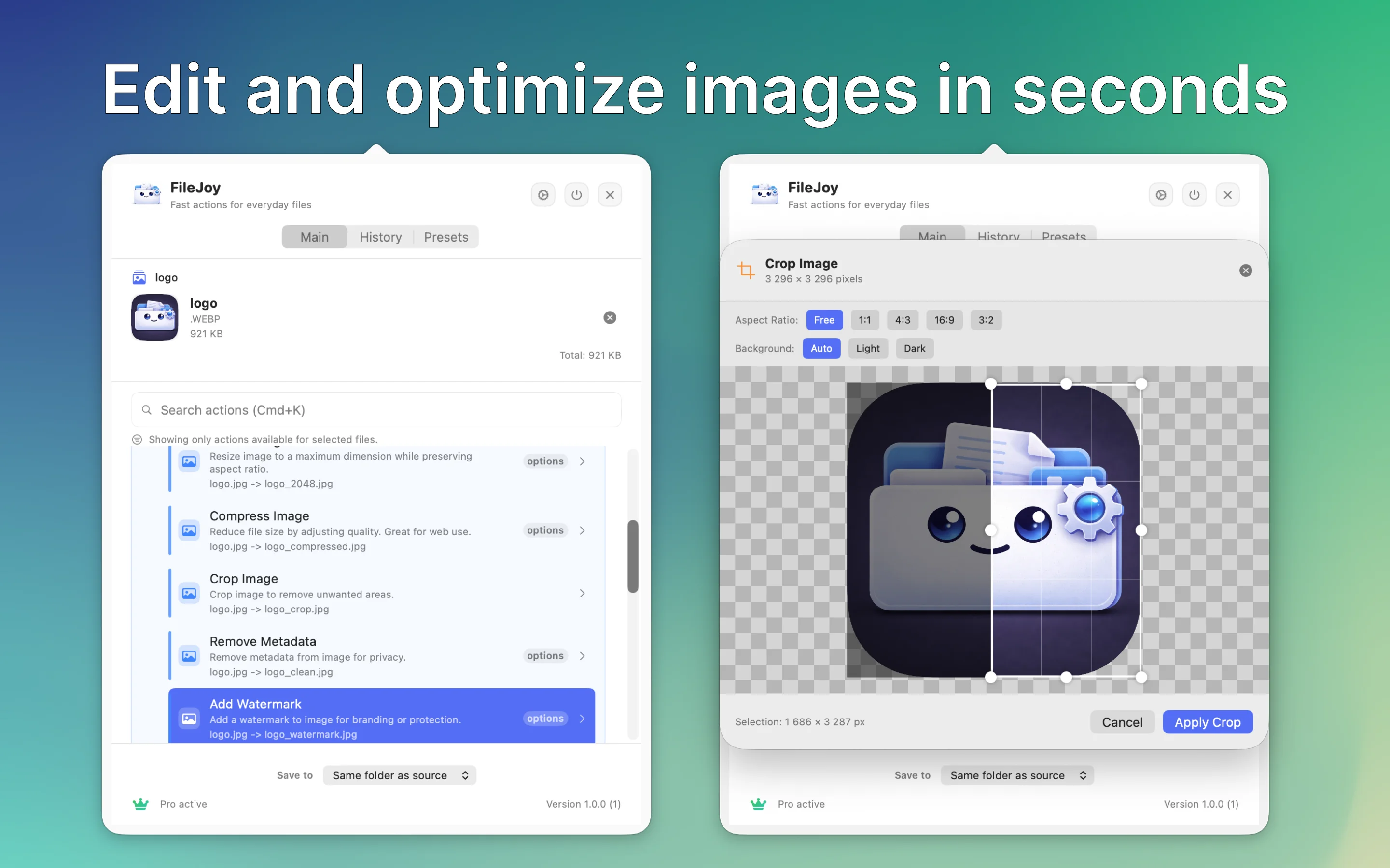 Image editing and optimization in seconds