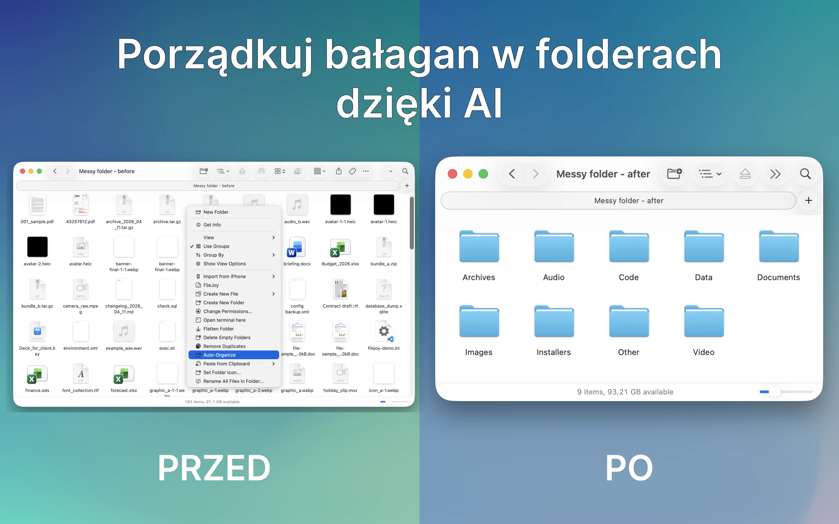 Organizowanie folderów z AI